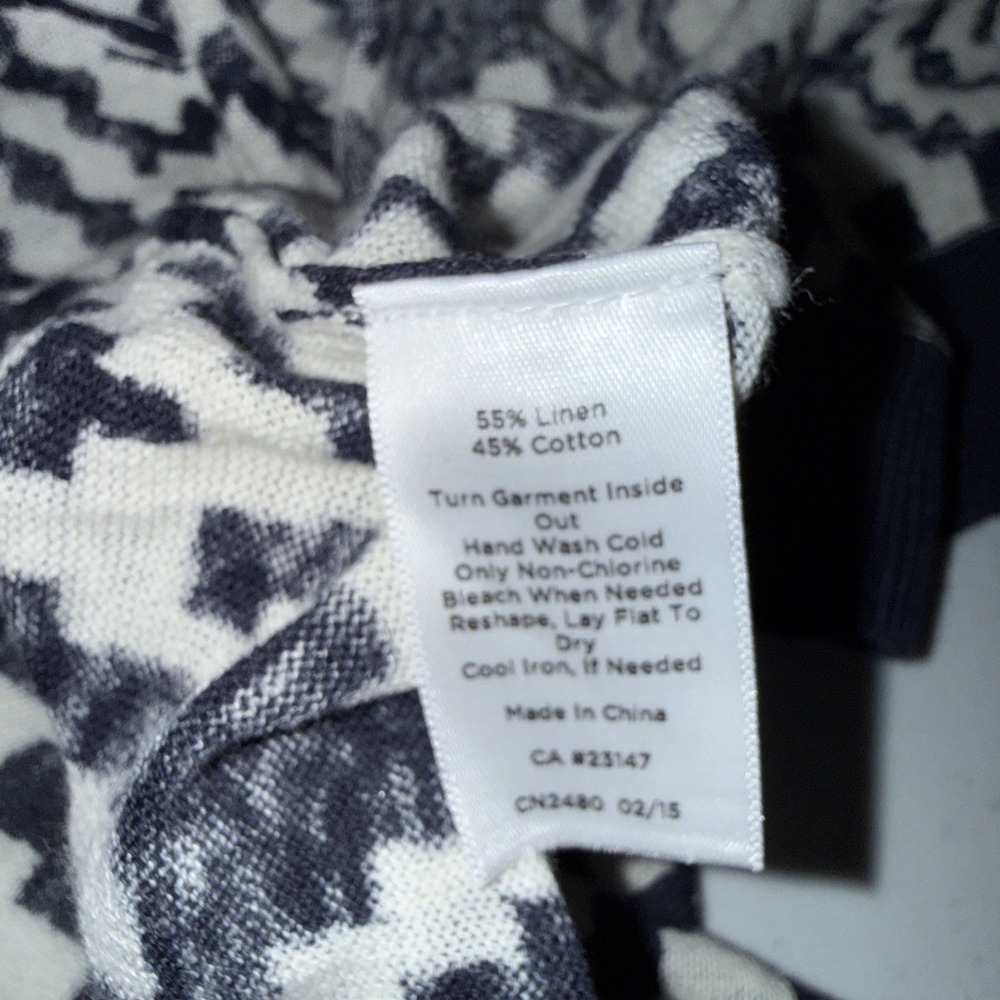 Talbots Womens Linen Knit Cardigan Open Front Sz Lp Beach Lightweight Blue White - Picture 6 of 10